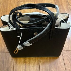 Tory Burch Blake Small Tote in Black/Devon Sand NWT